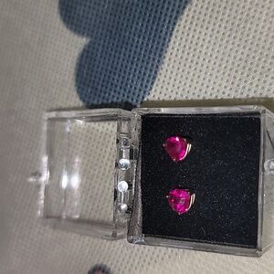 Red heart earrings post